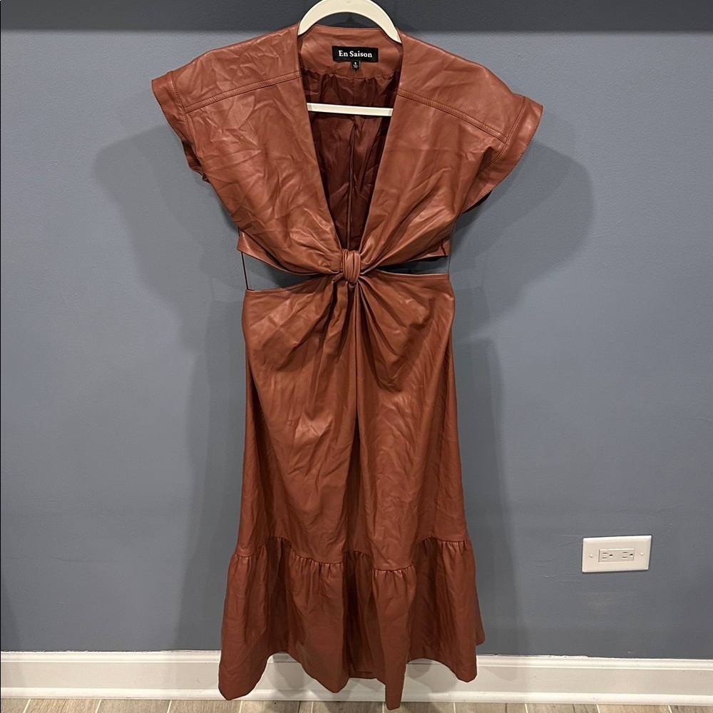 En Saison Lana cutout vegan leather dress, size small - Picture 2 of 6